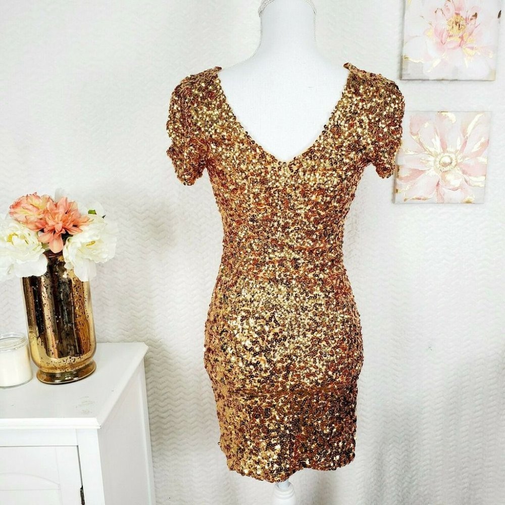 Silver Women's Size Small S Sequin Sheath Dress - Picture 4 of 7